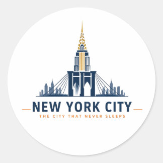 Adesivo Redondo Clássico da Silhueta de Nova York