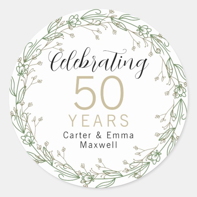 Adesivo Redondo Clássico de 50 anos (Frente)