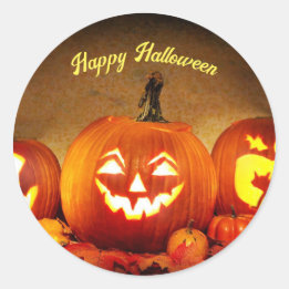 Adesivo Redondo Clássico de Abóboras de Halloween