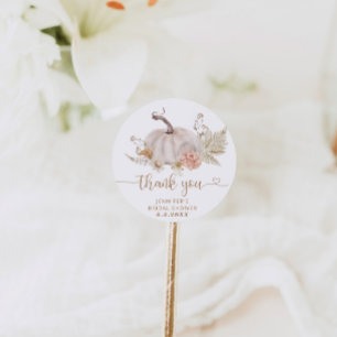 Adesivo redondo clássico de agradecimento de abóbo