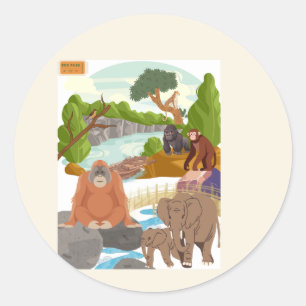 Adesivo Redondo Clássico de Animais da Selva Cotta