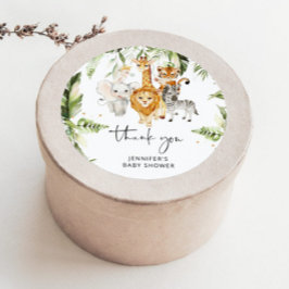 Adesivo redondo clássico de animais de safari para