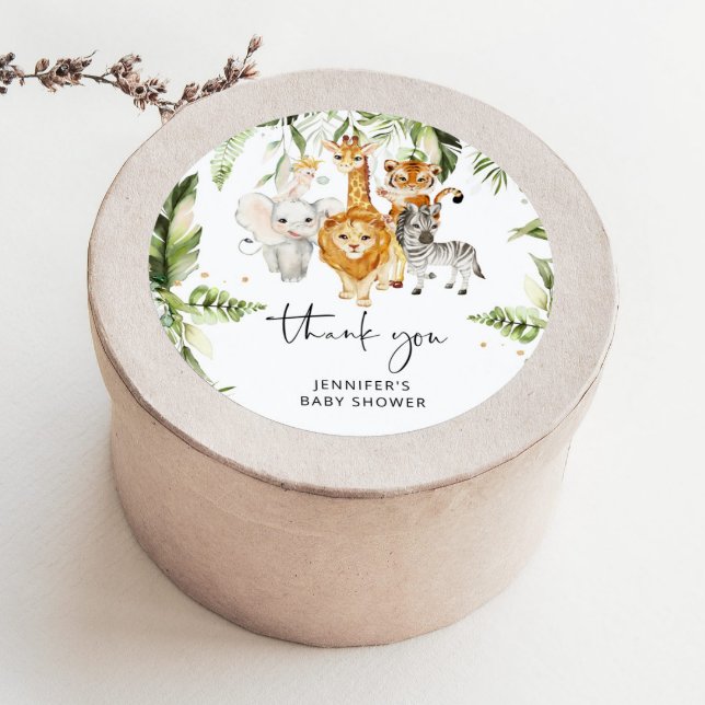 Adesivo redondo clássico de animais de safari para (Criador carregado)