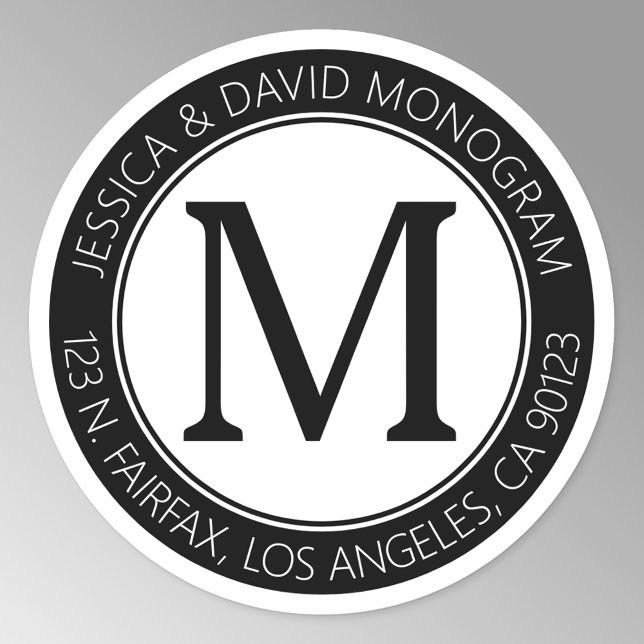 Adesivo Redondo Clássico de aparência moderna | Endereço de devolu (Criador carregado)