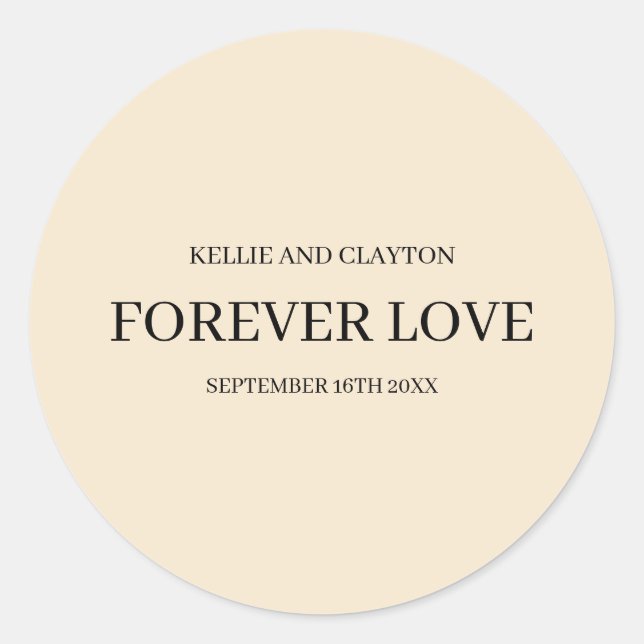 Adesivo Redondo Clássico de Casamento Simples Cham (Frente)