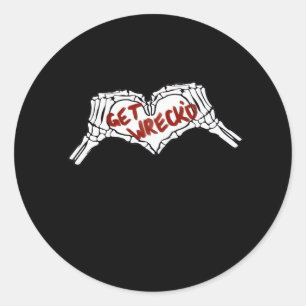 Adesivo Redondo Clássico de coração da mão do esqueleto destruído