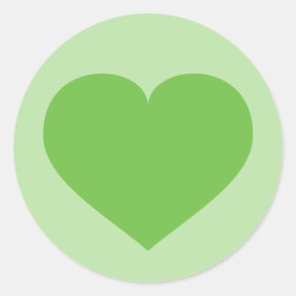 Adesivo redondo clássico de coração verde
