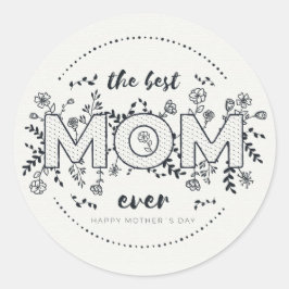 Adesivo redondo clássico de Dia de as mães feliz