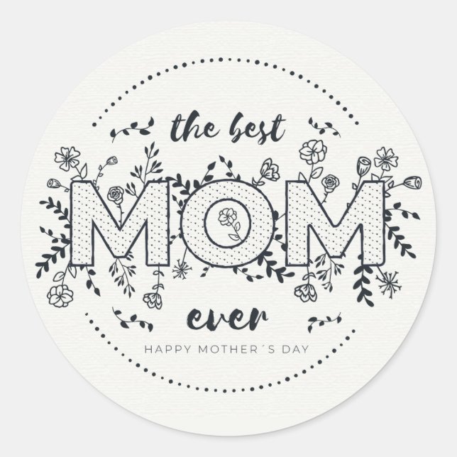 Adesivo redondo clássico de Dia de as mães feliz (Frente)