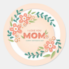 Adesivo redondo clássico de Dia de as mães feliz