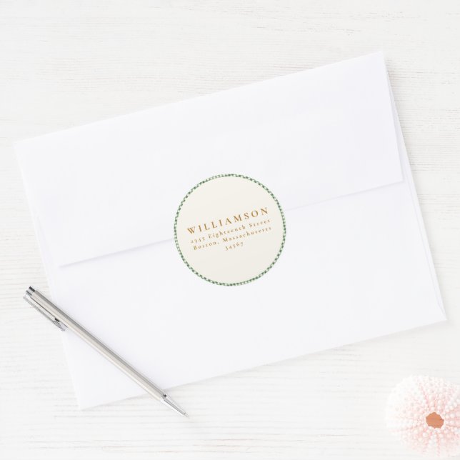Adesivo Redondo Clássico de Endereço de Devolução  (Envelope)