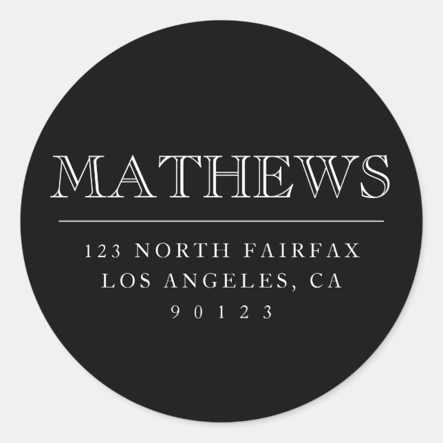 Adesivo redondo clássico de endereço de retorno pe (Frente)