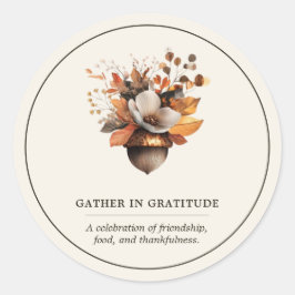 Adesivo Redondo Clássico de Floral de Bolota Rústi