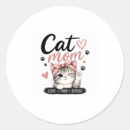 Adesivo Redondo Clássico de Gata Mãe