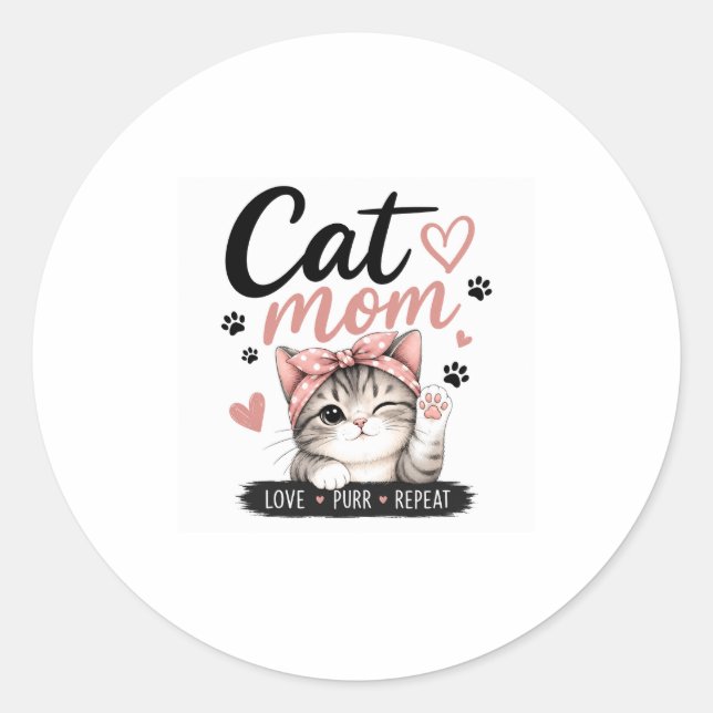 Adesivo Redondo Clássico de Gata Mãe (Frente)