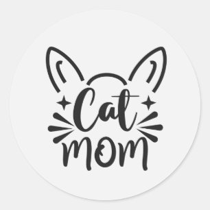 Adesivo Redondo Clássico de Gata Mãe