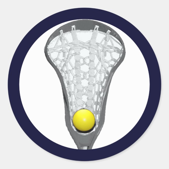 Adesivo Redondo Clássico de Lacrosse Feminino (Frente)