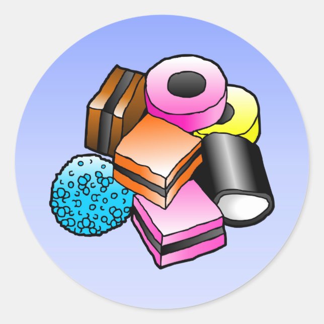 Adesivo redondo clássico de licorice doce (Frente)