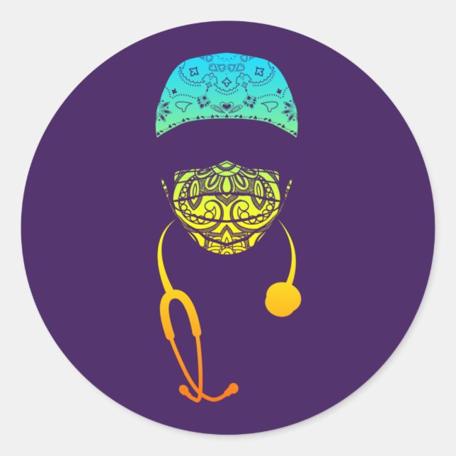 adesivo redondo clássico de máscara nítida (Frente)