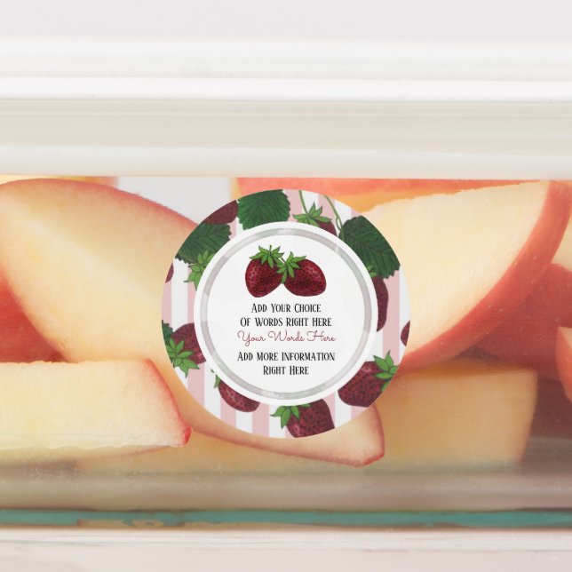 Adesivo redondo clássico de morango personalizado (Afixado)