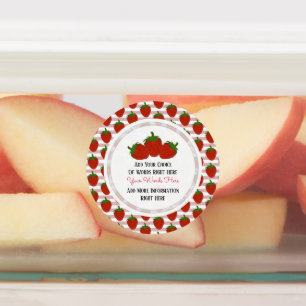 Adesivo redondo clássico de morango personalizado