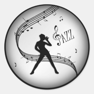 Adesivo Redondo Clássico de Música Verde Dança Jaz