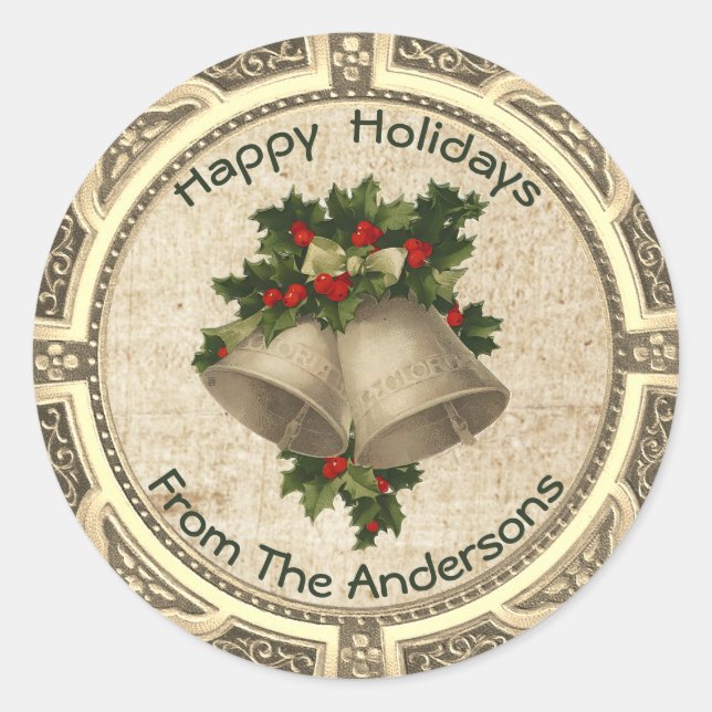 Adesivo Redondo Clássico de Natal Jingle Bells (Frente)