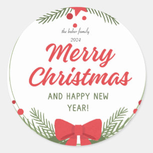 Adesivo Redondo Clássico de Natal Moderno Colorido