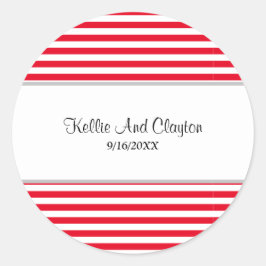 Adesivo Redondo Clássico de Noiva com Listras Verm