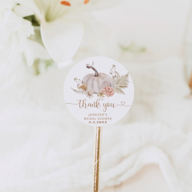 Adesivo redondo clássico de outono boho abóbora ag (Criador carregado)