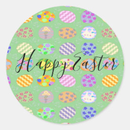 Adesivo redondo clássico de Páscoa verde simples