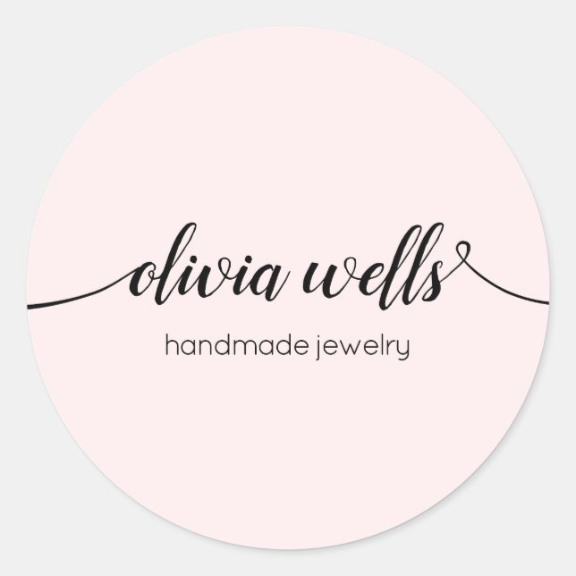 Adesivo redondo clássico de script de assinatura r (Frente)