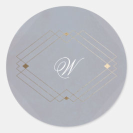 Adesivo Redondo Clássico Deco Dourado Cinza Vintage Caligrafia Cas