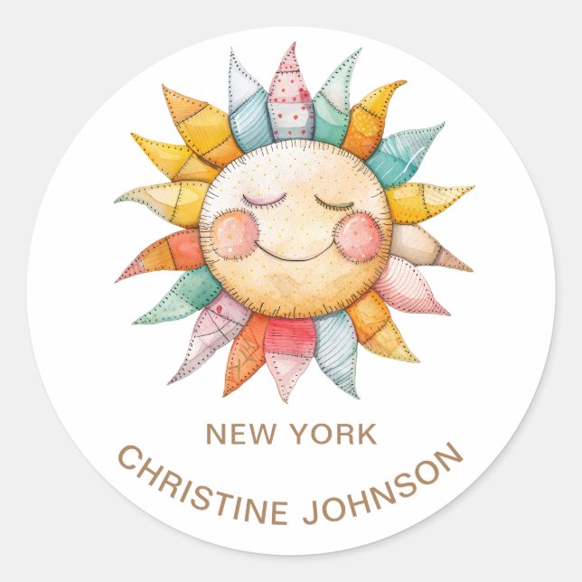 Adesivo redondo clássico do logotipo Sun (Frente)