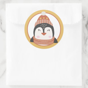 Adesivo Redondo Clássico do Pinguim de Natal