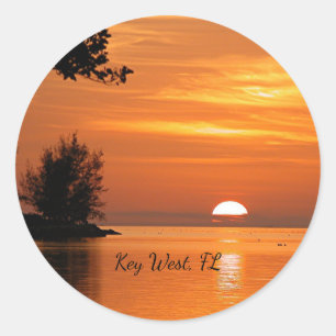 Adesivo Redondo Clássico do Pôr do Sol em Key West