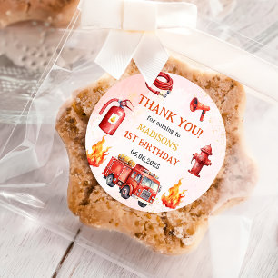 Adesivo Redondo Clássico do primeiro aniversario de Bombeiros do C