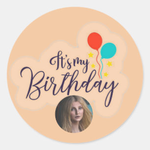 Adesivo Redondo Clássico 'É o meu Aniversário' Colchete