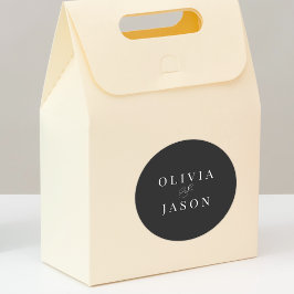 Adesivo Redondo Clássico Elegante Ampersand Casamento Negro e Bran