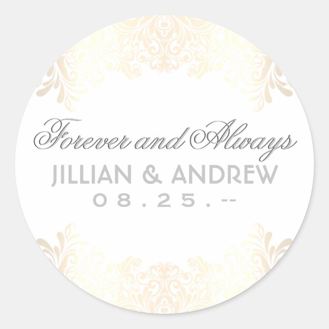 Adesivo Redondo Clássico Elegante Dourado Monograma Favor Clássico (Frente)