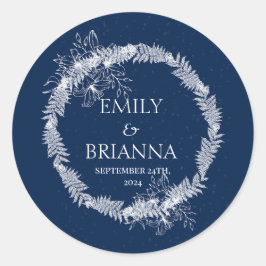 Adesivo Redondo Clássico Elegante Formal Azul Marinho Nome