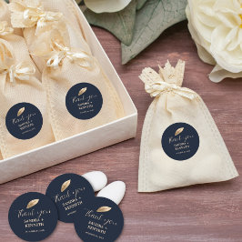 Adesivo Redondo Clássico & Elegante I Azul Escuro I Obrigado