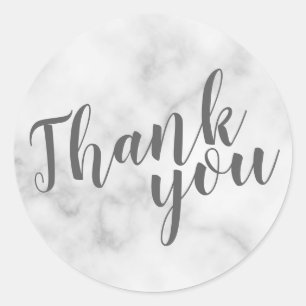 Adesivo Redondo Clássico Elegante Marble Wedding Favor Obrigado