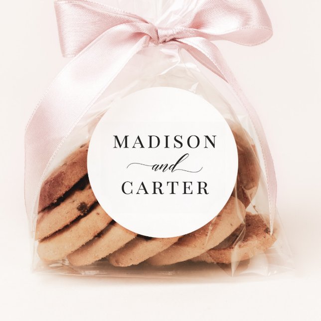 Adesivo Redondo Clássico Elegante Script de Vestidos de Casamento (Criador carregado)