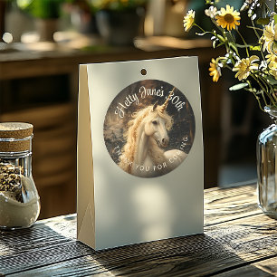 Adesivo Redondo Clássico Envelope Fantasia Floresta Unicórnio Vint