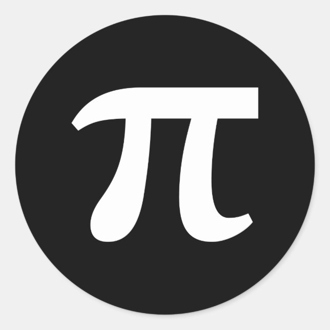 Adesivo Redondo Clássico Escrita Branca π Pi (Frente)