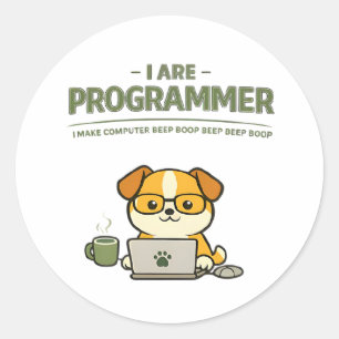 Adesivo Redondo Clássico 'Eu São Programador' Dive