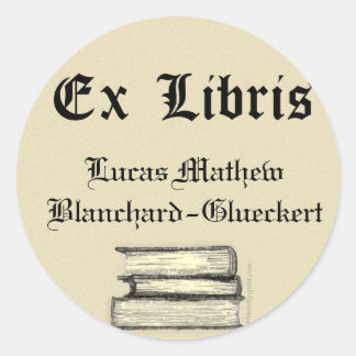 Adesivo Redondo Clássico Ex Libris Bookplate
