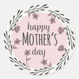 Adesivo Redondo Clássico Feliz Dia das Mães