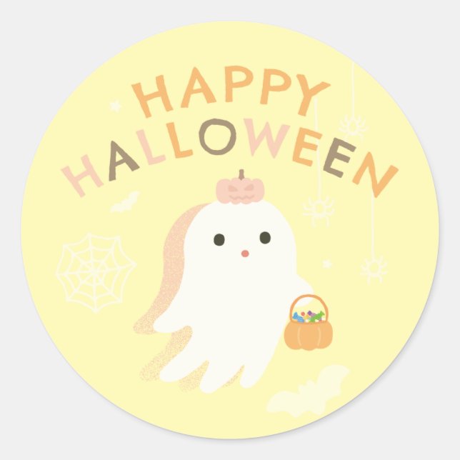 Adesivo Redondo Clássico Feliz Halloween (Frente)